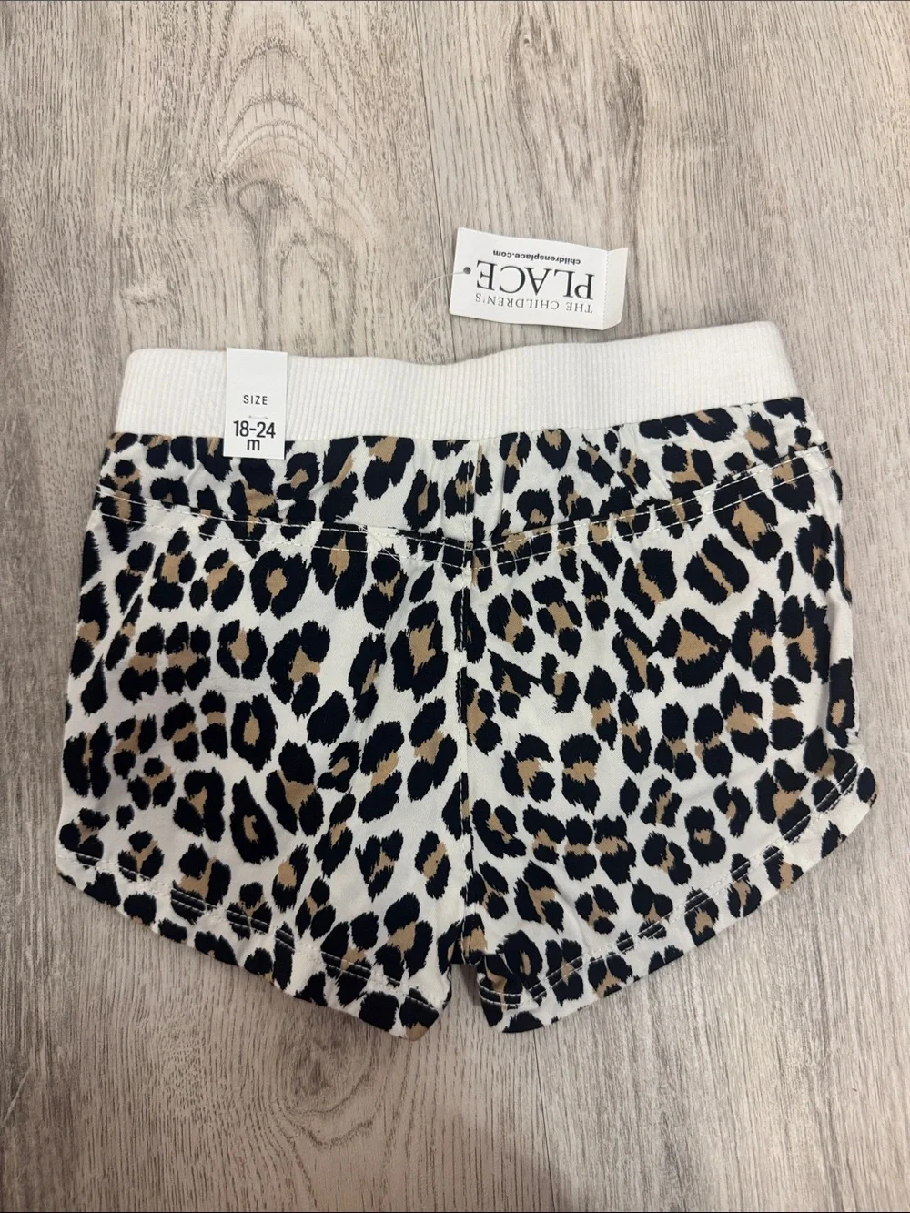 The Children's Place Leopard Print Knit Shorts in White/Black/Tan